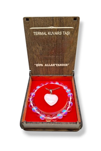 #hndn6881139 - Doğal Termal Kuvars Taşı Bileklik ve Kolye Seti