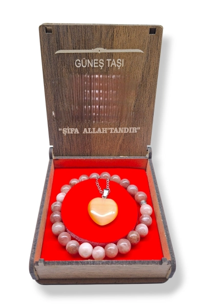 #hndn6881140 - Doğal G&uuml;neş Taşı Bileklik ve Kolye Seti