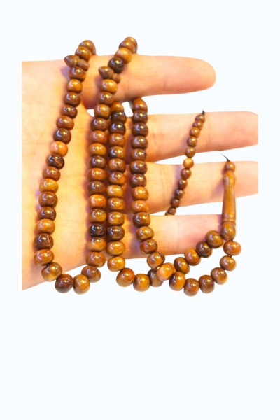 #hndn6881111 - 5x7,5 mm Teker Kesim 99 Adetli Kuka Ağacı Namaz Zikir Tesbihi