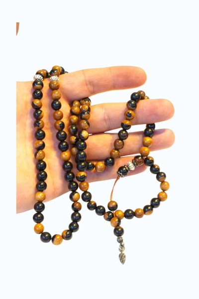 #hndn6881109 - 8 mm 99 Adet Renkli Abanoz Ağacı Namaz Zikir Tesbihi