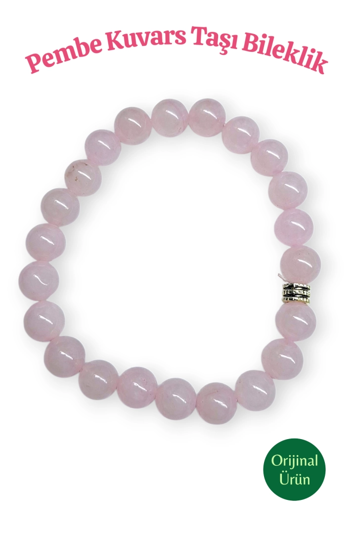 #1082 - Doğal Orijinal Pembe Kuvars Taşı Bileklik 8 mm