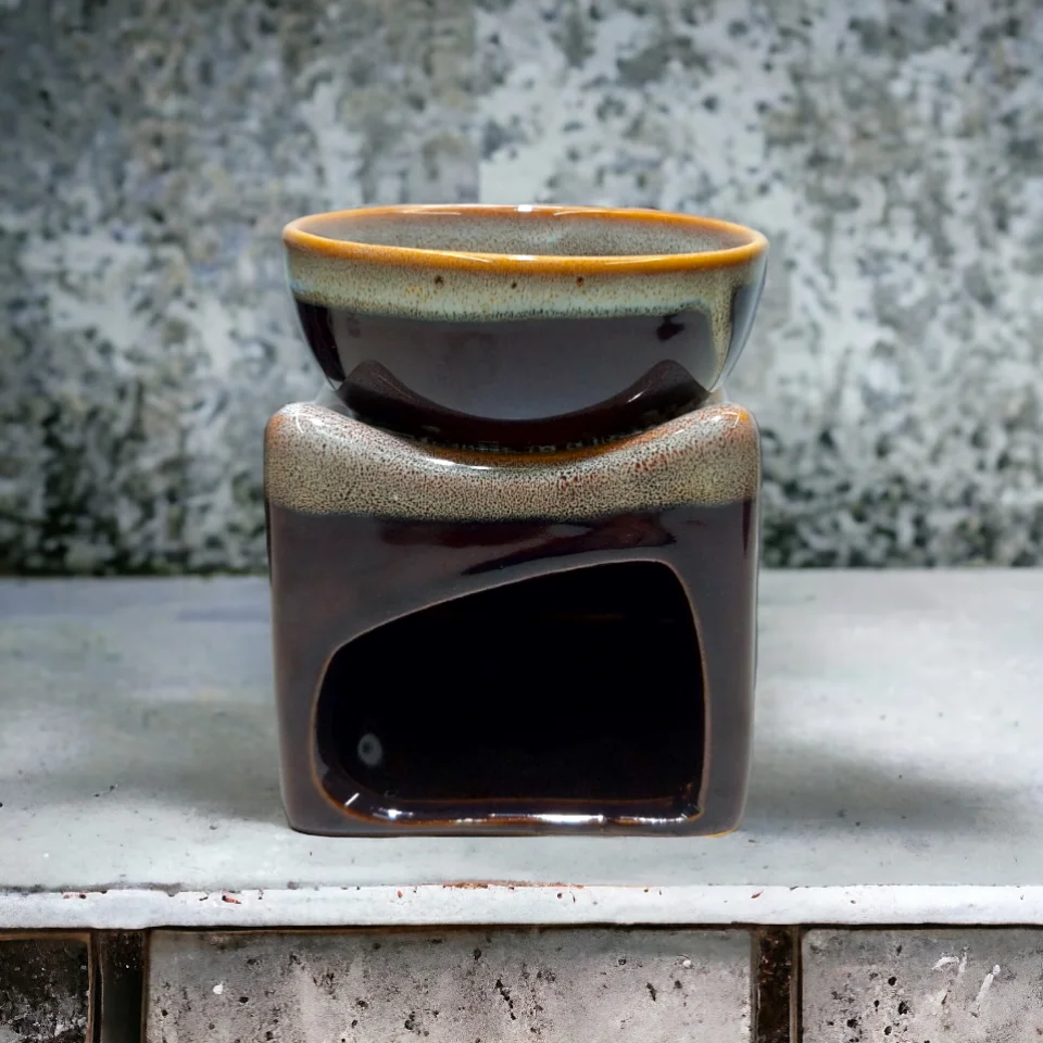 #36 - Ocak Kazan Temalı Porselen Buhurdanlık (Kahverengi)