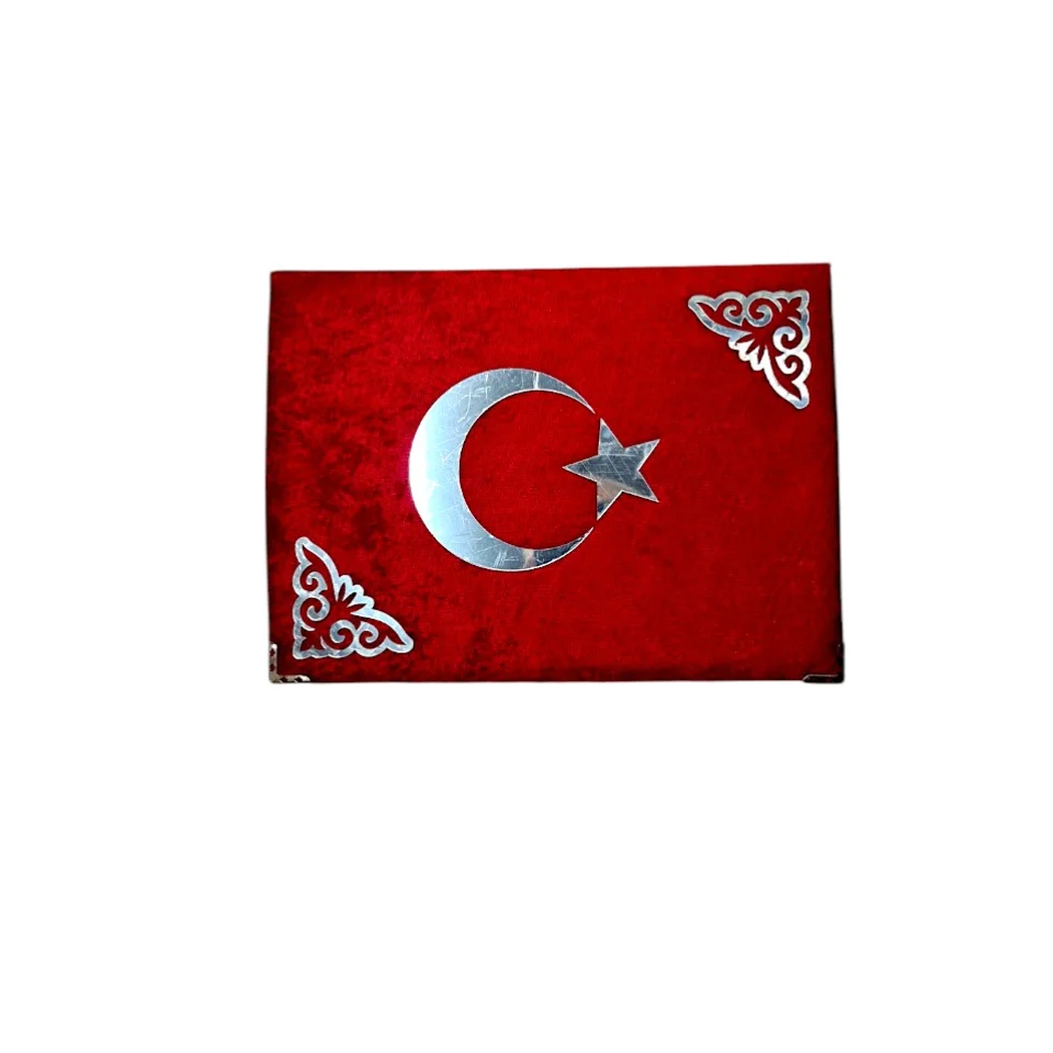 #339 - Ay Yıldız Temalı Kadife Kumaş Hediye Kutulu Kuran-ı Kerim