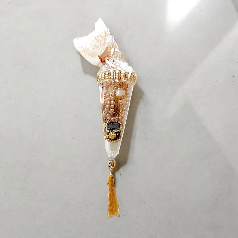 #116 - Kristal Taşlarla Süslenmiş Zikirmatik ve İnci Tesbih İkili Özel Kutulu Set