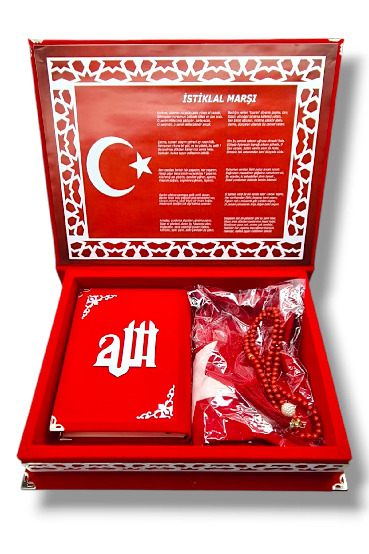 #851 - Türk Bayrağı Temalı Hediye Kutusu - Kuranı Kerim Türk Bayrağı ve Tespih