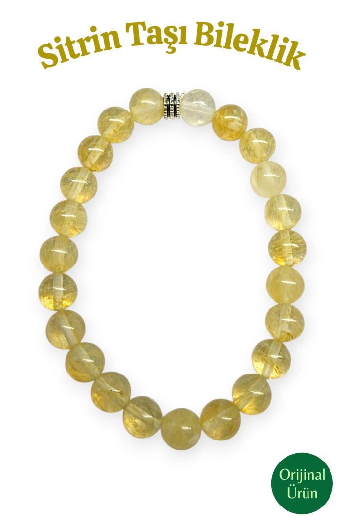 #1085 - Doğal Orijinal Sitrin Taşı Bileklik 8 mm