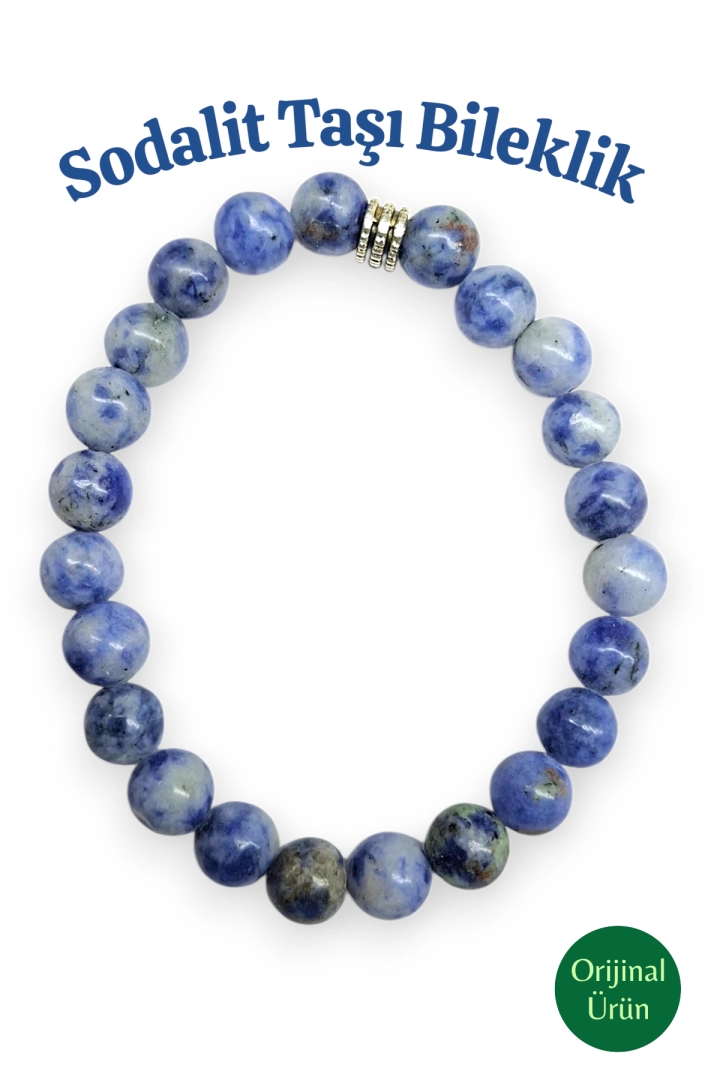 #1084 - Doğal Orijinal Sodalit Taşı Bileklik 8 mm