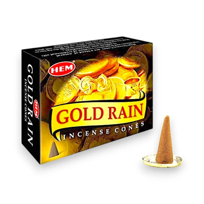 #hndn68763 - Gold Rain Konik Tütsü Konisi 10lu - Doğal ve Uzun Süre Kalıcı Tütsü