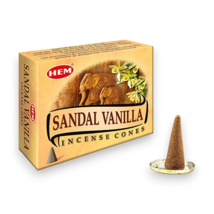 #hndn68716 - Doğal Sandal Vanilla Kokulu Konik Tütsü Konisi 10lu - Rahatlatıcı ve Doğal Tütsüler