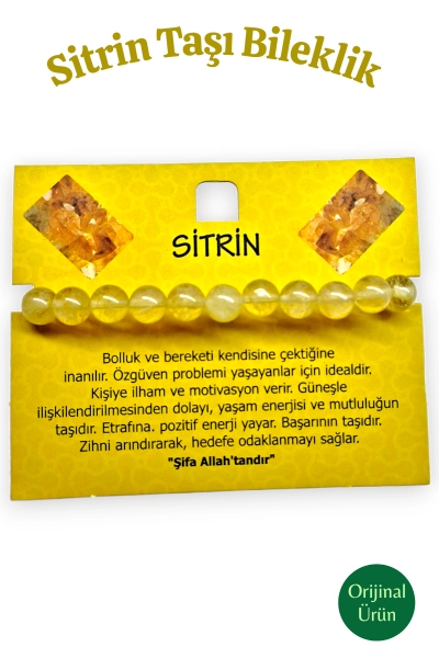 #hndn688196 - Doğal Orijinal Sitrin Taşı Bileklik 8 mm