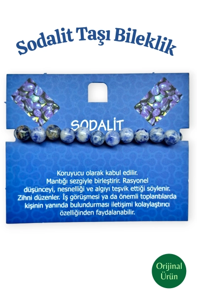 #hndn688194 - Doğal Orijinal Sodalit Taşı Bileklik 8 mm