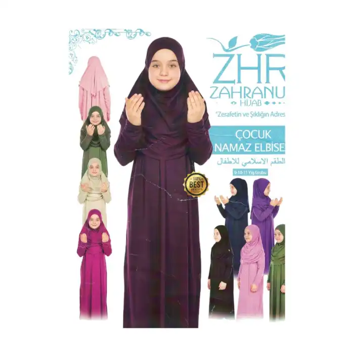 #hndn 6861 - Zahranur Hijab Çocuk Namaz Elbisesi - Rahat ve Şık Namaz Kıyafeti